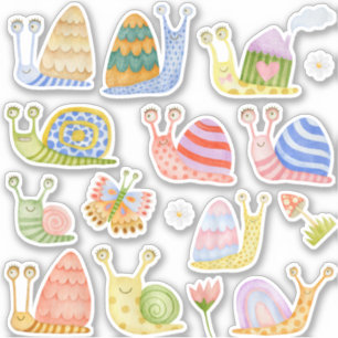 watercolor snails sticker pack