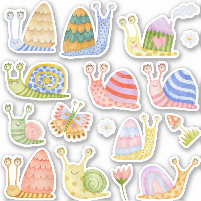 watercolor snails sticker pack (Front)