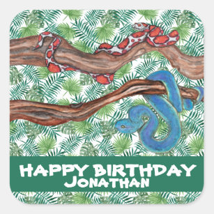 Watercolor Snake Lover Python Boa pets Birthday  Square Sticker