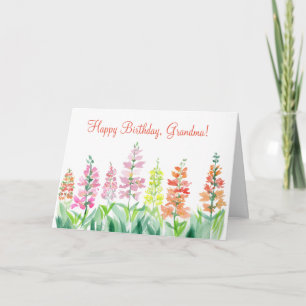 Watercolor Snapdragons Birthday Grandma Card