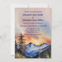 Watercolor snow covered mountain wedding