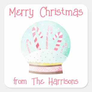 Watercolor Snow Globe Christmas Gift Stickers