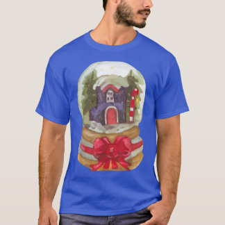 Watercolor Snow Globe Santa Christmas Tree Lights  T-Shirt