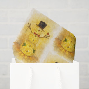 Watercolor snow man tissue paper