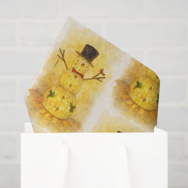 Watercolor snow man tissue paper (Gift Bag)
