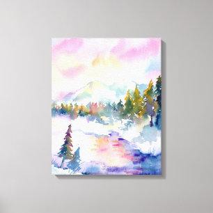 Watercolor Snow Mountain Print