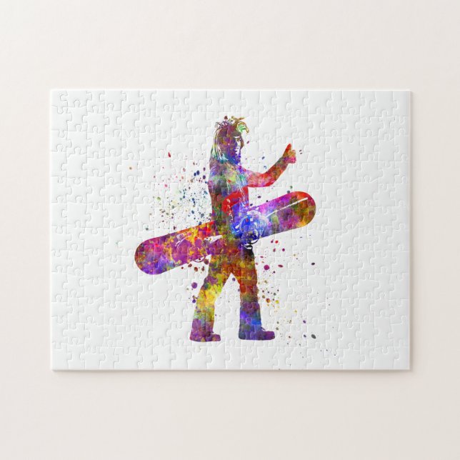 Watercolor snowboard competition jigsaw puzzle (Horizontal)