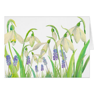 Watercolor Snowdrops and Muscari