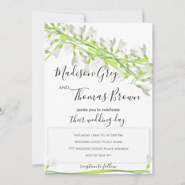 Watercolor Snowdrops Art Floral Wedding Invitation (Front)
