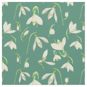 Watercolor Snowdrops Pattern Fabric