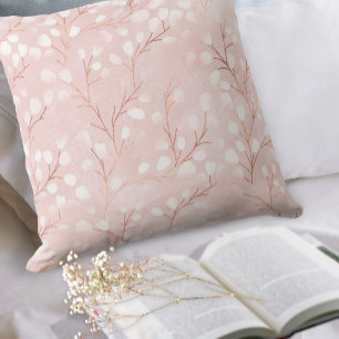Watercolor Snowdrops Pattern Pink/Copper ID726 Cushion