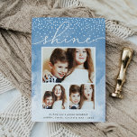 Watercolor Snowfall | Hanukkah Photo Collage Card<br><div class="desc">Share holiday greetings with these chic Hanukkah photo cards featuring three of your favourite photos (1 landscape, 2 square) arranged in a rectangular collage layout on a pale blue watercolor wash background accented with falling snow. "Shine" appears at the top in elegant hand lettered script typography. Personalise with your custom...</div>
