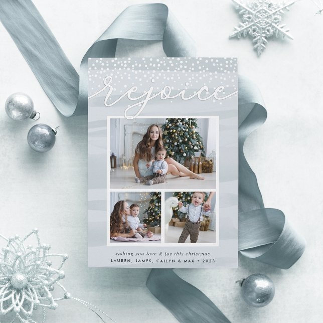 Watercolor Snowfall | Holiday Photo Collage Card (Creator Uploaded)