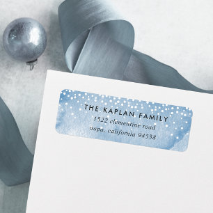 Watercolor Snowfall Holiday Return Address Labels