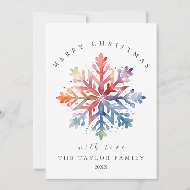 Watercolor Snowflake Christmas Card (Front)