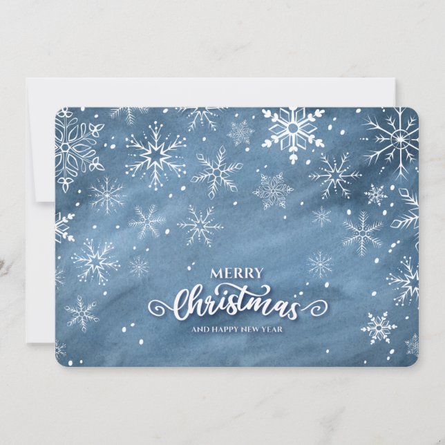 Watercolor Snowflake Christmas Holiday Card (Front)