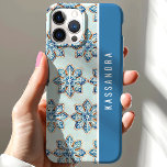 Watercolor Snowflake Cookies Personalised Name iPhone 15 Case<br><div class="desc">Celebrate the holiday season with this delightful design featuring hand-painted watercolor snowflake Christmas cookies. The intricate cookie designs in shades of blue and white create a festive and charming look, perfect for winter. The personalised name element adds a unique and stylish touch, making this design both fun and functional. Ideal...</div>