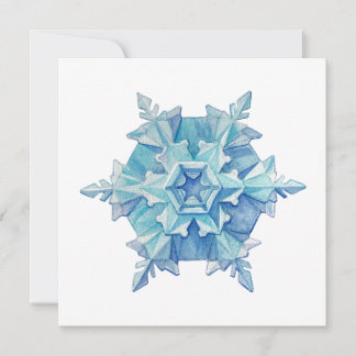 Watercolor Snowflake Flat Christmas Card
