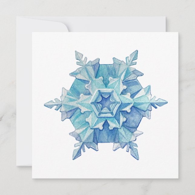 Watercolor Snowflake Flat Christmas Card (Front)