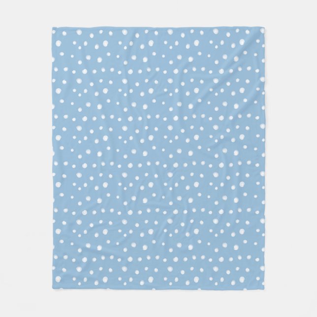 Watercolor Snowflakes Blue Pattern Fleece Blanket (Front)