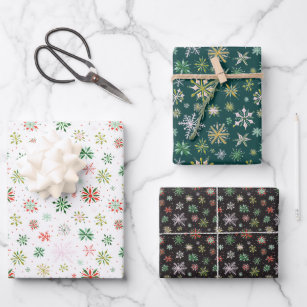 Watercolor Snowflakes Christmas Wrapping Paper Sheet