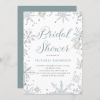 Watercolor Snowflakes Glitter Winter Bridal Shower