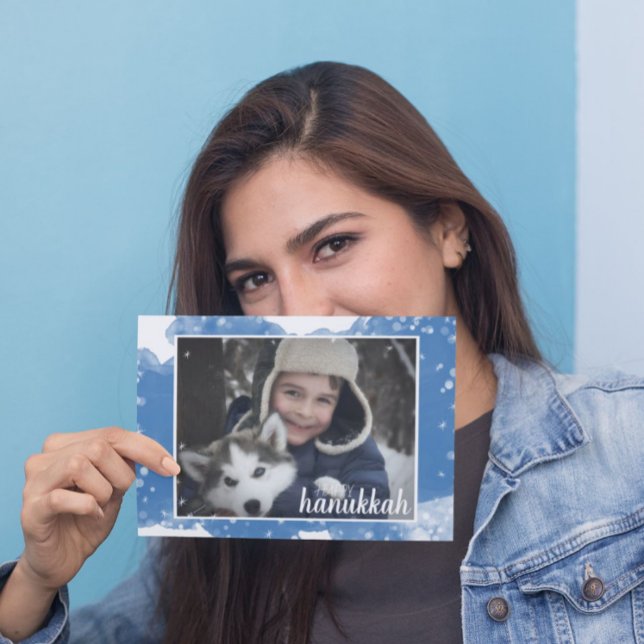 Watercolor Snowflakes Hanukkah Holiday Photo Card (Creator Uploaded)