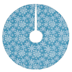 Watercolor Snowflakes Pattern Brushed Polyester Tree Skirt