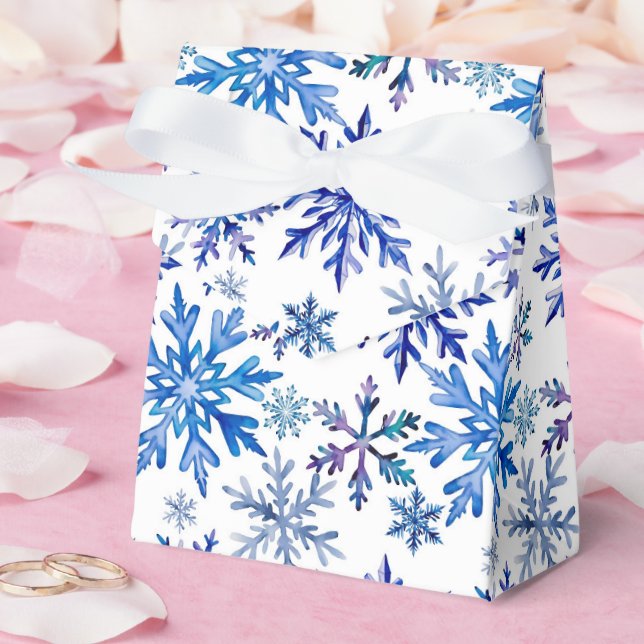 Watercolor Snowflakes Pattern Favour Box (Wedding)