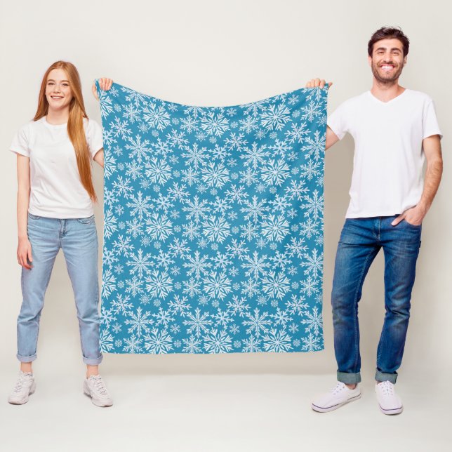 Watercolor Snowflakes Pattern Fleece Blanket (In Situ)