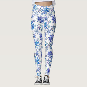 Watercolor Snowflakes Pattern Leggings
