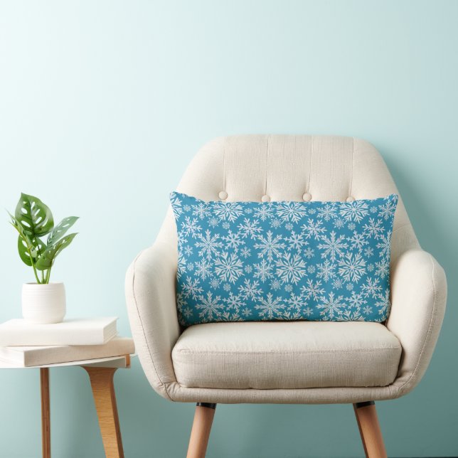 Watercolor Snowflakes Pattern Lumbar Cushion (Chair)