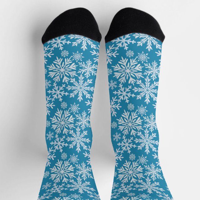 Watercolor Snowflakes Pattern Socks (Top)