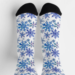 Watercolor Snowflakes Pattern Socks