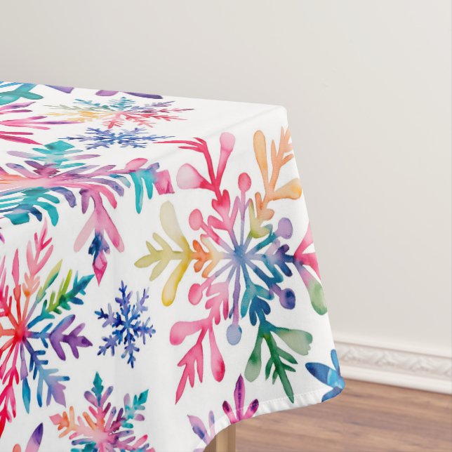 Watercolor Snowflakes Pattern Tablecloth (In Situ)