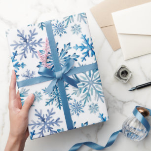 Watercolor Snowflakes Pattern Wrapping Paper