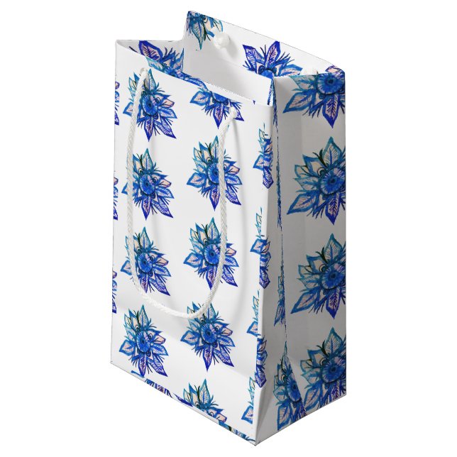 Watercolor  snowflakes  small gift bag (Front Angled)