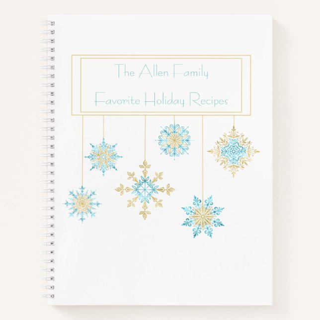 Watercolor Snowflakes Winter Recipe Book (Front)