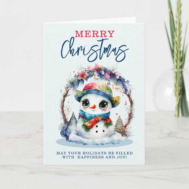 Watercolor Snowman Card (Front)