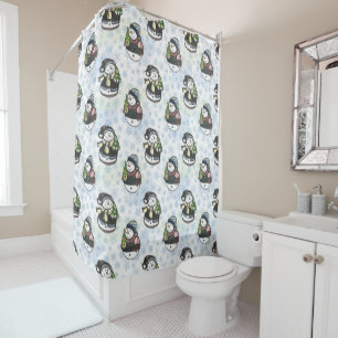 Watercolor Snowman Christmas hand drawn Shower Curtain
