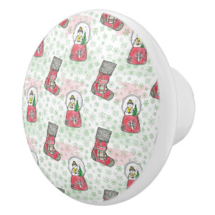 Watercolor Snowman Christmas Holiday Ceramic Knob
