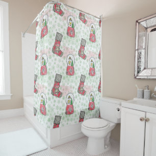 Watercolor Snowman Christmas Holiday Shower Curtain