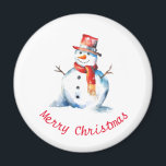 Watercolor Snowman Cute Festive Merry Christmas Magnet<br><div class="desc">This cute holiday magnet features a snowman picture in a watercolor style. With 'Merry Christmas' greeting underneath in red script typography,  the magnet makes an ideal stocking stuffer.</div>