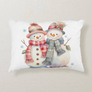 Watercolor Snowman  Decorative Cushion