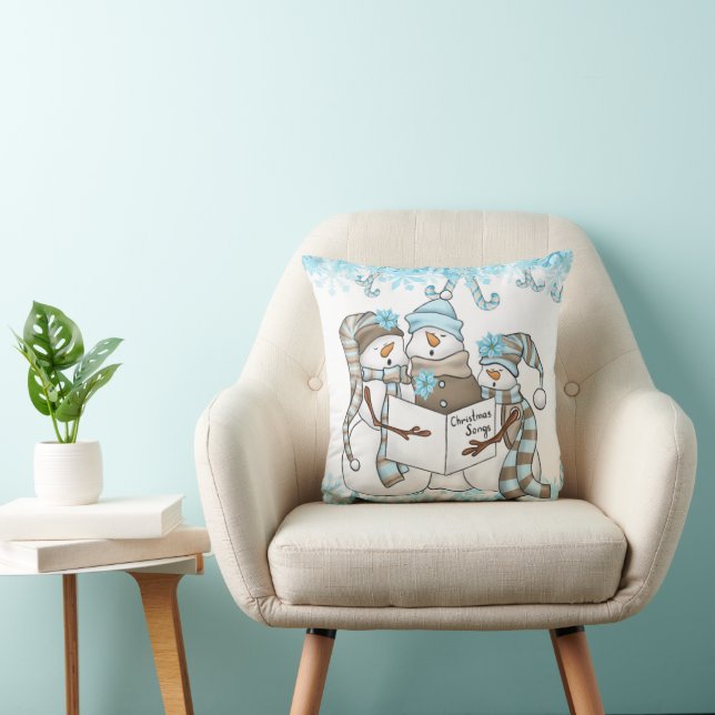 Watercolor snowman double sided Christmas pillow (Chair)