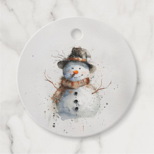 Watercolor Snowman Favour Tags