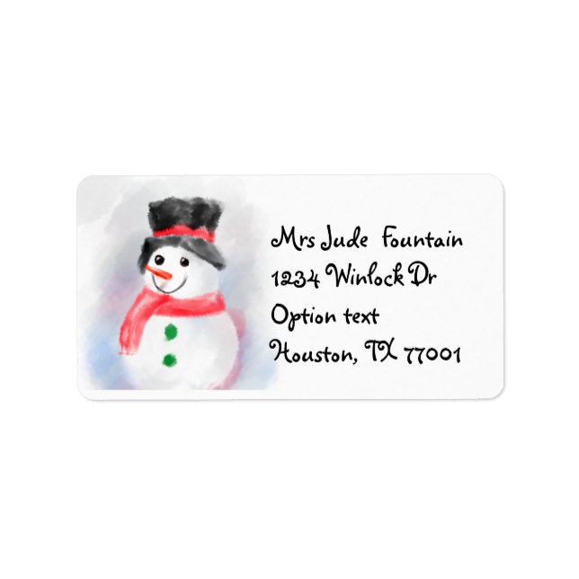 watercolor snowman label (Front)