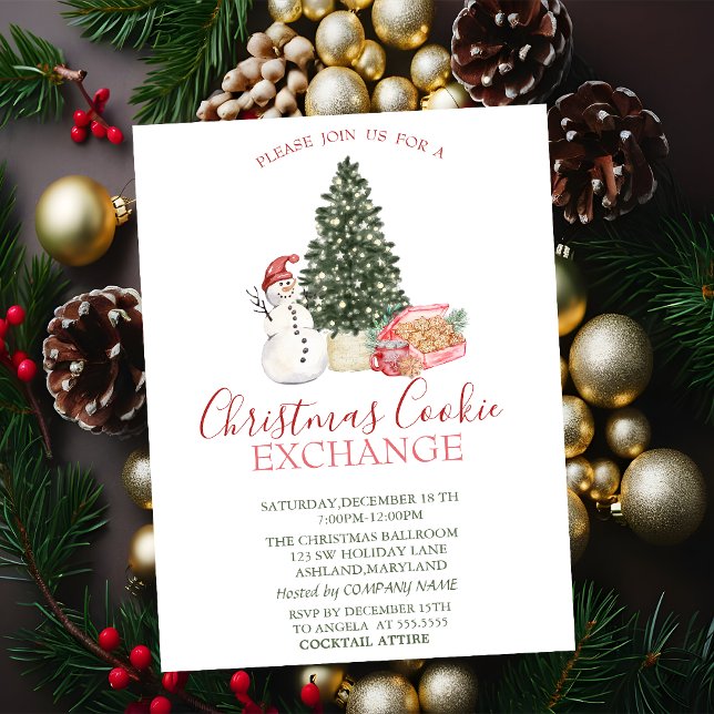 Watercolor Snowman,Pine Tree,Cookies Christmas Invitation (Creator Uploaded)