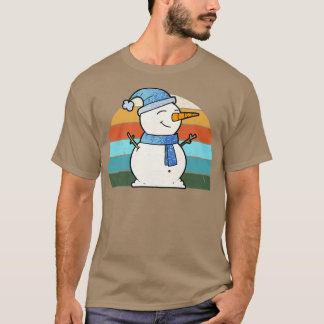 Watercolor Snowman Santa Christmas Tree Lights Xma T-Shirt