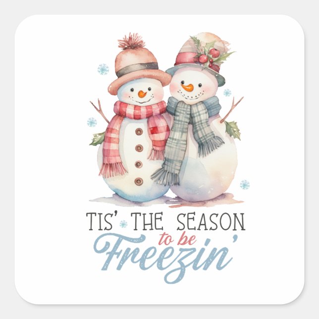 Watercolor Snowman  Square Sticker (Front)